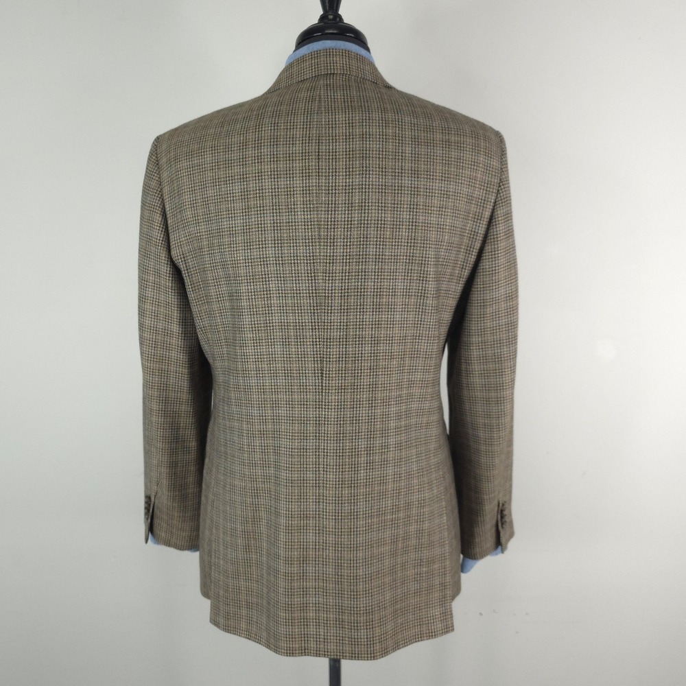 John W Nordstrom Blazer Mens 40R Brown Wool Houndstooth Tweed Sport Coat Jacket - Picture 3 of 15